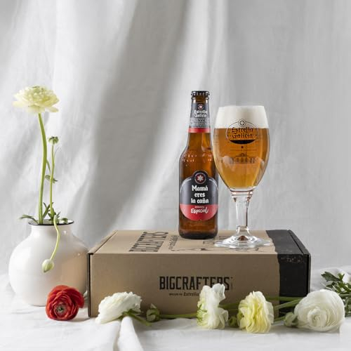 Estrella Galicia Edición Día de la Madre Mamá eres la caña con copa Atlántica - Una botella de cerveza de 33cl + Copa - Ideal para regalar (Día de la Madre)