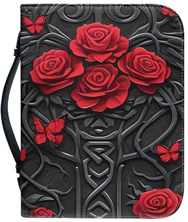 Kuiaobaty Buchhülle aus Kunstleder, Retro-Stil, mit Griff, staubdicht, mit Stiftfächern