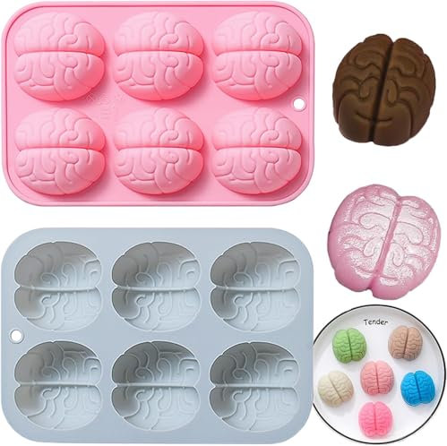 MisFun Cerveau Moule Silicone, Moules à Pâtisserie Moule Bonbon, Moule Forme Du Cerveau Silicones, Moules En Silicone Pour Halloween, Silicones Forme Cerveau Humain Mouls, Pour Halloween