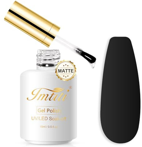 Imtiti Matte Gel Top Coat, 15ML No Wipe Matte Top Coat Gel Nail Polish Matte Finish Long Lasting Soak Off UV Led for Gel Nail Polish Salon Quality Nail Manicure