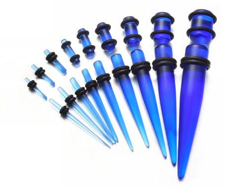 vogem 18 Stück Ohr Dehnstäbe Set 1-10mm/14G-00G Ohr Gauges Expander Set Acryl Tapers und Plugs Body Piercing Schmuck Set für Frauen und Männer (Blau)