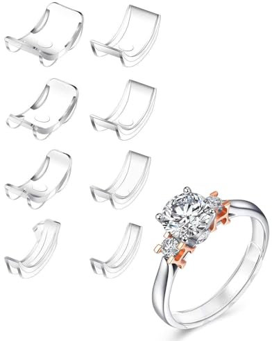 LOZTBUE 8-teiliger Ringverkleinerer, Ringverkleinerer, unsichtbarer Ringverkleinerer, unsichtbarer Ringverkleinerer für lose Ringe, Ringgrößenversteller - für alle Ringe, verschiedene Größen