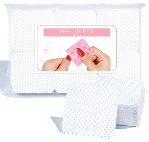 300 Pcs Lint Free Wipes for Nails, Nail Polish Remover Pads, Lint Free Art UV Gel Polish Absorbent Remover Wipes, Varnish Soft Absorbent Melt Blown Cloth Material for DIY Nail Cleaning-(White)
