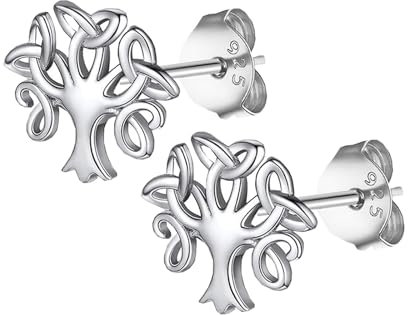 HinDaLi Lebensbaum Ohrringe Sterling Silber 925 für Damen Mädchen Silber Ohrstecker Baum des Lebens Ohrringe Damen Stecker Klein Keltischer Knoten Schmuck