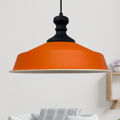 bamyum Asletl-Knob Hängelampe Industrial Vintage Ø40 cm, Küchenlampe Hängend Vintage, Pendelleuchte Esstisch Vintage, Hängelampe Esstisch, Wohnzimmerlampe Pendelleuchte Orange Metall, Küchenlampe