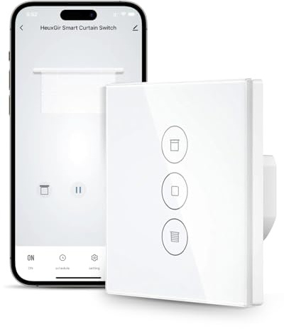 HEUXGIR Interruptor de persiana WiFi de 86 x 86 mm con función porcentual, interruptor de persiana Smart Life, requiere cable neutro, compatible con Alexa y Google Home (1)