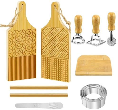 Wood Pasta Making Kit, Kitchen Tools for Homemade Pasta, Spaghetti Maker Set with Multipurpose Accessories for Wontons, Dumplings, and Desserts, Ideal for Baking and Cooking