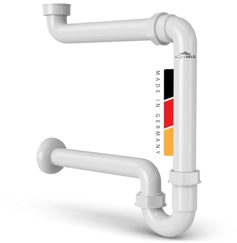 AquaHeld® Raumsparsiphon Waschbecken [Made in Germany] – Siphon 1 1/4 x 32mm – einstellbarer Möbelsiphon – Geruchsverschluss Bad & Waschtisch – platzsparend & hochwertig