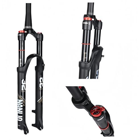 Federgabel MTB, gabeldämpfung 26/27,5/29 Zoll 1-1/8 Gerade/konische Fahrrad-Luftfedergabel Federweg 120MM 9 * 100MM QR Scheibenbremsen Fahrrad Vordergabeln Manuell/Fernsperre(Tapered-manual,29in)