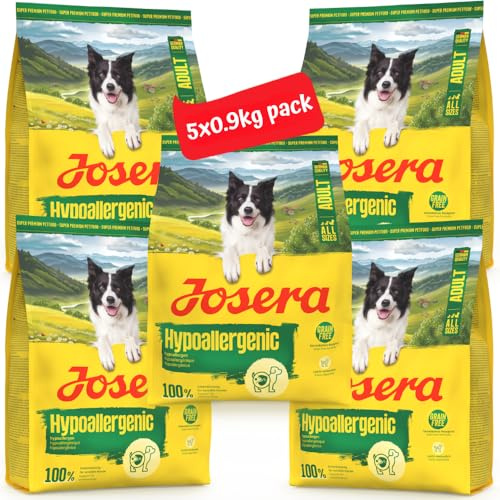 JOSERA Hypoallergenic | 5X 900 g | Trockenfutter für empfindliche Hunde | Adult | Premiumfutter mit Insekten (Monoprotein) für erwachsene Hunde mit Unverträglichkeiten | getreidefrei | hochverdaulich
