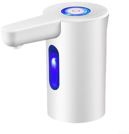 Bomba dispensadora de agua recargable con indicador LED compatible con 2 botellas de 7 galones, perfecta para el hogar y actividades al aire libre (blanco)