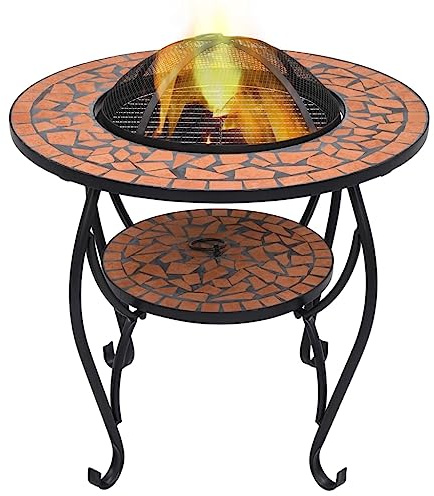GCHDHAPB Mosaic Fire Pit Table Terracotta 68 cm CeramicHome & Garden Fireplaces