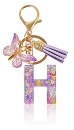 Macamolly Schlüsselanhänger Buchstabe A – Personalisierte Geschenke für Mädchen: Anfangsbuchstaben-Schlüsselbund mit Schmetterling als Geschenk für Teenager-Mädchen, Kinder, Frauen