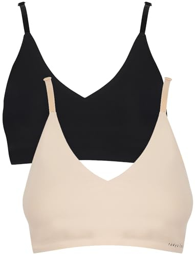 Tokyo Laundry Women's Lola (2 Pack) Non-Wired Full Cup Soft Padded Stretch Nylon Bralette with Back Lace Detail