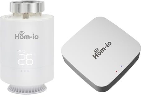 Hom-KIT-TERMOV2 Thermostatventil-Set, Smart WiFi, Thermostatkopf und Zigbee-Gateway für intelligente Heizungssteuerung, kompatibel mit Alexa und Google Home