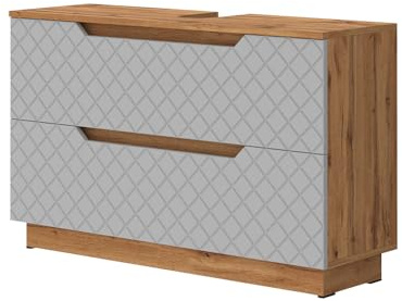 Vicco Waschbeckenunterschrank Lotta, Grau, 99.4 x 62.5 cm | mit 2 Schubladen, zur Aufbewahrung von Badutensilien unter dem Waschbecken