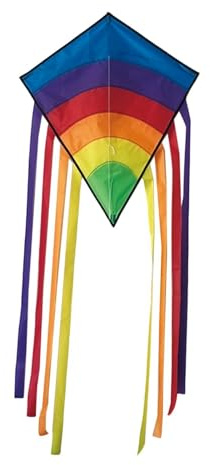 QSTDGVPW Long Tail Kite Colorful Rainbow Windsock with Polyester Frame Single Line Sport Kite Foldable Design Lightweight Suitable for Family, Blue Head