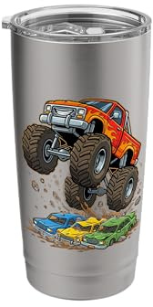 Monster Truck Big Wheel Crush Fan Stainless Steel Insulated Tumbler