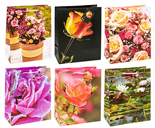 TSI Geschenktüten ROSEN, 12er Packung, Größe: Groß (HxBxT 32 x 26 x 13,5 cm), Art. Nr. 84315