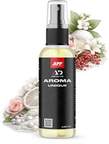 APP for AD Aroma Unique - Deodorante per interni auto | 100 ml | Profumo per auto, neutralizza i cattivi odori | Pratico atomizzatore 100 ml | Profumo - Note floreali e pepe rosa