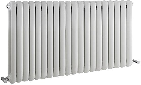 Hudson Reed HSA003 Salvia | Modern Bathroom Horizontal Designer Double Panel Bathroom Radiator , 635mm x 1223mm, Gloss White