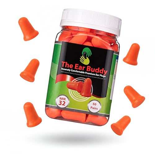 The Ear Buddy Premium Soft Foam Ear Plugs, NRR 32 Decibels, 50 Pairs by The Ear Buddy
