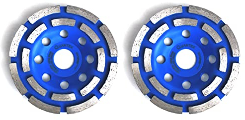 2 Stück QUANTEX Diamant-Schleiftopf 115mm. Diamant-Schleifscheibe doppelreihig mit 22,23mm Standardbohrung geeignet für alle Winkelschleifer, Betonfräse etc. Universal für Beton, Naturstein, Estrich