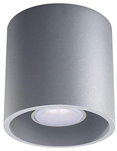 SOLLUX Hängelampe Orbis Downlight Deckenleuchte - Zylindrische Pendelleuchte für Esstisch und Wohnzimmer - Graues Aluminium 10 x 10 x 10 cm