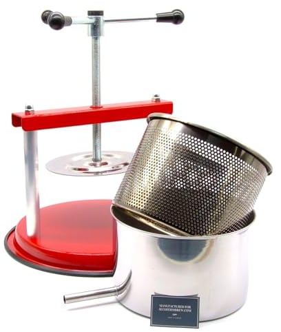AlcoFermBrew Käsepresse 5,9 Liter und Presskorb 4,3L (Käseform) - Obstpresse, Weinpresse, Saftpresse, Fruchtpresse