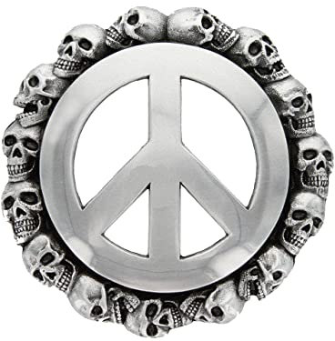 100211 Peace Zeichen Totenköpfe Gürtelschnalle