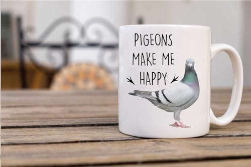60 Second Makeover Limited Pigeons Make Me Happy Pigeon Mug Racing Fancier Gift Present for Bird Lovers - Unique Pidgeon Gifts for Men and Women Coffee Cup