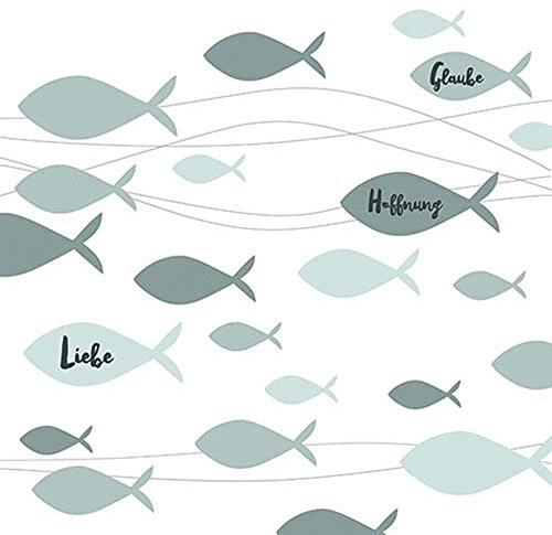 Ambiente Serviette Lunch Communion Fishes green - Kommunion Konfirmation grün 33x33cm 20Stk/Packung