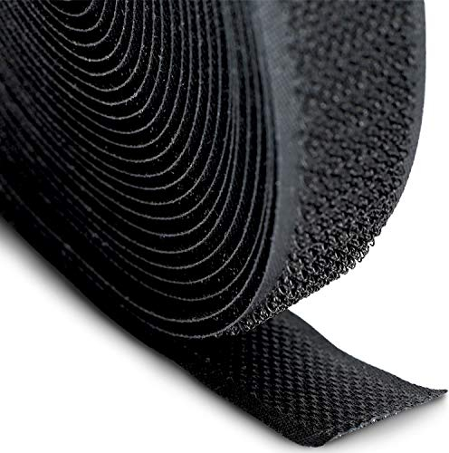 FrogJim 5m Hakenband zum Nähen und Basteln schwarz 20mm breit - 5 m Rolle Klettband nur Haken 20 mm nicht klebend KRNSH5
