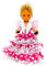 Folk Artesanía Regionale Puppe Kollektion 35 cm mit Haarkamm Andaluza Flamenca Andalusien Spanien, Neu und Original (Rosa Londar Weiß)