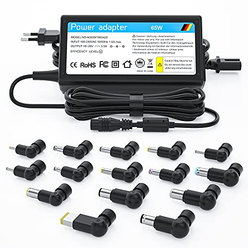 65W Chargeur Universel Ordinateur Portable pour HP Chromebook Lenovo Ideapad Acer Aspire Swift ASUS Vivobook Dell Latitude Sony Toshiba Samsung JBL Fujitsu Gateway, Chargeur PC Universel Portable