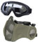 Yzpacc Taktische Halbgesichtsmaske mit Ohrenschutz, Anti-UV, Augenschutz für Airsoft/BB/CS-Spiele/Jagd/Paintball/Shooting (Grün & Schwarz)