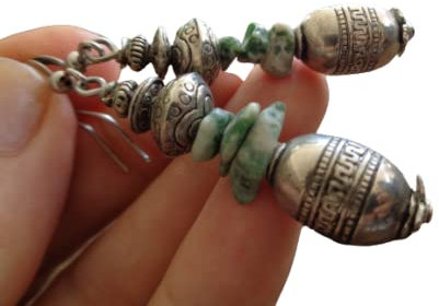 ◦•●◉✿ GRÜN-MELIERTE BOHO BALI STIL & STEIN ✿◉●•◦ EINZIGARTIGE OHRRINGE