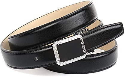 Anthoni Crown Damen Ledergürtel Gürtel, Schwarz, 75