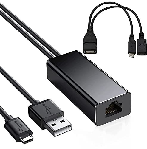 USB Ethernet LAN Adapter, HOTSO Micro USB to RJ45 Converter Computer Network Adaptor with OTG Cable for Fire TV Stick 4K Google Home Mini and More Streaming TV Sticks