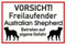 Samunshi® Aufkleber Vorsicht Australian Shepherd - Schild Sticker Hinweisschild Warnschild Vorsicht Hund 25 x 16,7cm Vorsicht Australian Shepherd schwarz