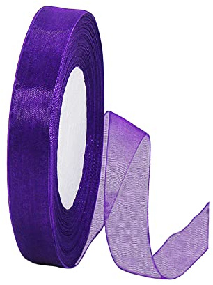 45m Organzaband Lila 15mm Breit Chiffo Geschenkband,Transparentes Organza Bänder Chiffonband Schleifenband Dekoband Geschenkverpackung Deko Band Tüllband für Weihnachten Hochzeit Taufe Geburtstag