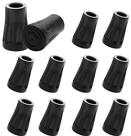 12 Stück Gehstock Gummipuffer, Gummispitzen Pads für Gehstöcke, Wanderstöcke, Trekkingstöcke, 11 mm Lochdurchmesser