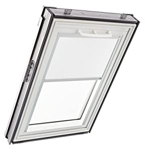 Original Roto Verdunkelungsrollo ZRV - Nahezu vollständige Verdunkelung - Führungsschiene Silber - Für Dachfenster der Baureihe Q - Größe 114/140 | 11/14 - Stofffarbe Weiß