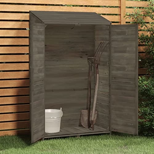 Keketa Gartenhaus Geräteschuppen aus Holz Gartenschrank Werkzeugschrank Geräteschrank Geräteschuppen für Garten Terrasse Balkon Anthrazit 102x52x174,5 cm Massivholz Tanne