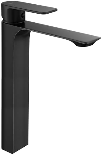 Rea Waschtischarmatur URBAN BLACK HAUT Wasserhahn Bad Badarmatur aus Messing Armatur für Waschbecken Badezimmer Mischbatterie Waschbecken Einhebel (Schwarz)