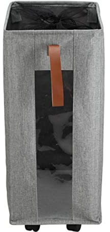 Wäschekorb mit Rollen, platzsparender Wäschekorb, faltbar, wasserdicht, Sortierer und Organizer, schmutzige Kleidung, Zuhause, Eckeimer, 40 x 26 x 60 cm, Grau, 1 Stück
