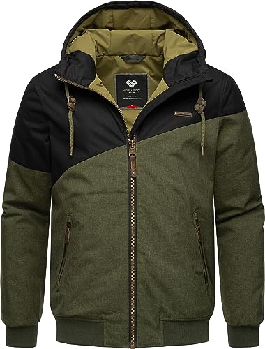 Ragwear Herren warme Winterjacke kurz mit Verstellbarer Kapuze Wings Olive23 Gr. S
