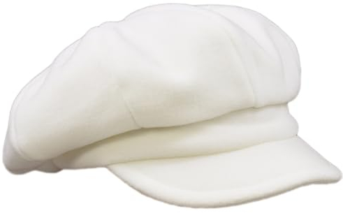 Melegari Schirmmütze | Fleece Mütze für Damen | Merano Baloon Baker Boy Cap | Unisex |, Weiß, 55-59