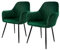 ML-Design 2er Set Esszimmerstühle mit Rücken- und Armlehnen, Grün, Küchenstühle mit Samtbezug, Polsterstühle mit Metallbeinen, Ergonomische Stühle für Esstisch, Wohnzimmerstühle Esszimmerstuhl