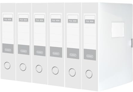 DONGLI A4 Archivbox(Transparent,6 Stück) Archiv-Schachtel mit 7.5 cm Breit Rücken, Sammelboxe Büroordner mit Rückenschild für Office